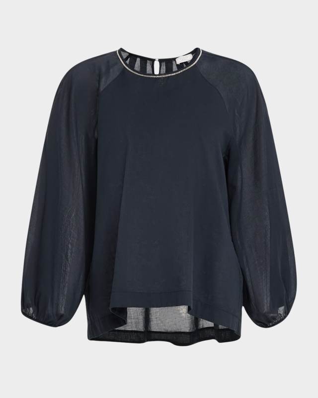 Raglan-Sleeve Cotton Shirt